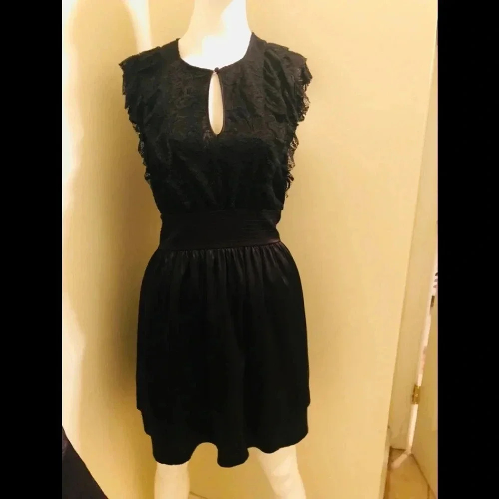 Babe black Raffled top dress with silky skirt